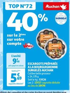 Auchan - Escargots Préparés A La Bourguignonne Surgelés