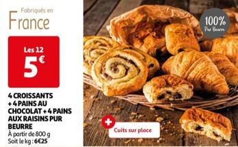 4 Croissants +4pains Au Chocolat+4 Pains Aux Raisins Pur Beurre