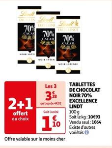 tablettes de chocolat noir 70% excellence