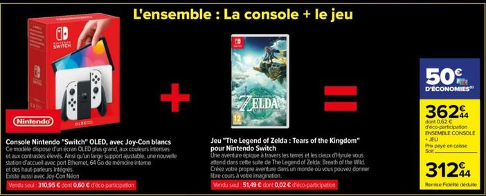 Nintendo Switch - Console Nintendo "switch" Oled, Avec Joy-con Blancs