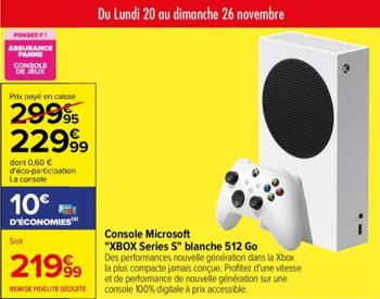 Console Microsoft "xbox Series S" Blanche 512 Go