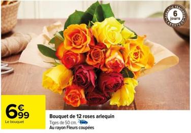 bouquet de 12 roses arlequin