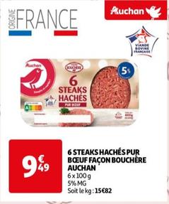Auchan - 6 Steaks Hachés Pur Bœuf Façon Bouchère