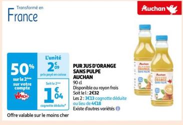 Auchan - Pur Jus D'orange Sans Pulpe