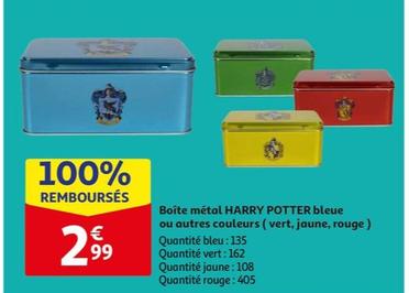 Harry Potter - Boîte Métal Bleue Ou Autres Couleurs (vert, Jaune, Rouge)
