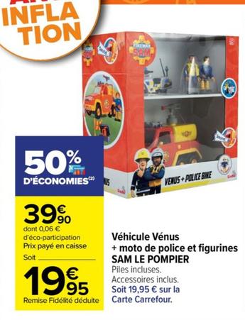 sam le pompier - véhicule vénus + moto de police et figurines