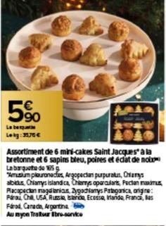 Assortiment De 6 Mini-cakes Saint Jacques À La Bretonne Et 6 Sapins Bleu, Poires Et Éclat De Noix