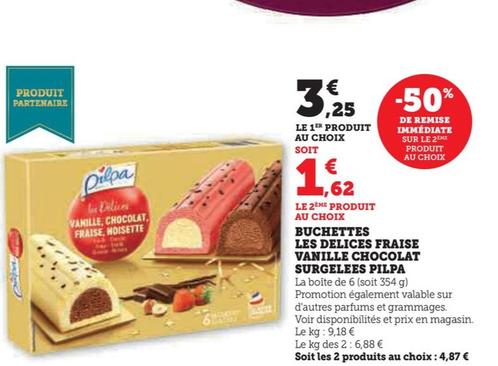 buchettes les delices fraise vanille chocolat surgelees