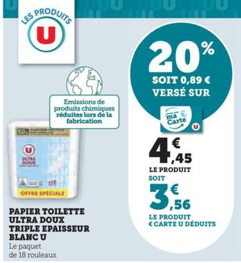 U - Papier Toilette Ultra Doux Triple Epaisseur Blanc