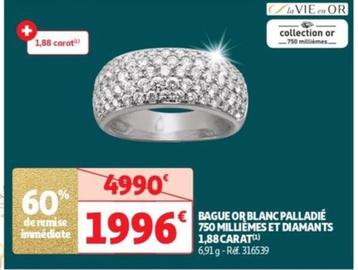 La Vie En Or - Bague Or Blanc Palladié 750 Millièmes Et Diamants 1,88 Carat