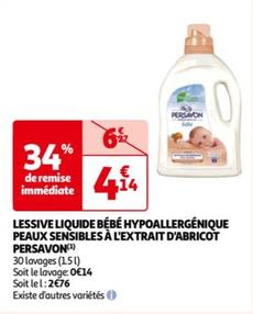 Lessive Liquide Bébé Hypoallergénique Peaux Sensibles À L'extrait D'abricot