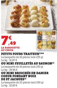 Petits Fours Traiteur - Promo 10% - Mini Feuilletés Au Saumon, Mini Briochés En Damier Coeur Fondant Noix