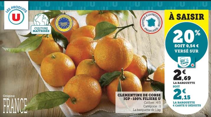 Filiere U - Clementine De Corse Igp - 100%