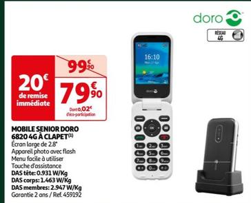 doro - mobile senior 6820 4g à clapet