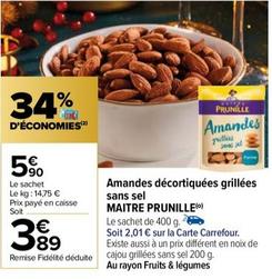 Maitre Prunille - Amandes Décortiquées Grillées Sans Sel