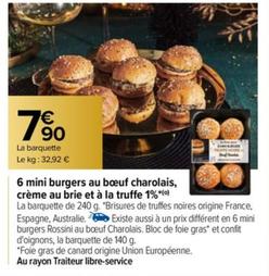 6 Mini Burgers Au Boeuf Charolais, Crème Au Brie Et À La Truffe