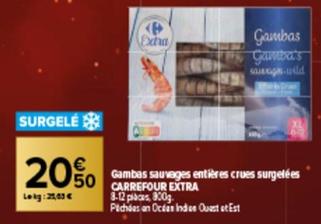 Gambas Sauvages Entières Crues Surgelées