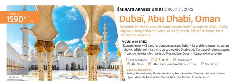 Dubaï, Abu Dhabi, Oman offre à 1590€ sur Salaün Holidays