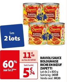 Zapetti - Ravioli Sauce Bolognaise Riche En Bœuf