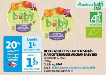 Auchan - Repas Assiettes Carottes Maïs Haricots Rouges Baby Bio
