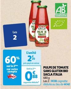 sacla - pulpe de tomate sans gluten bio italia