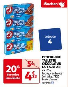 Auchan - Petit Beurre Tablette Chocolat Au Lait