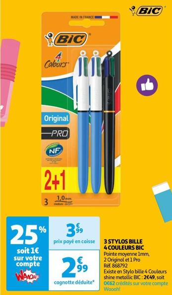 3 stylos bille 4 couleurs