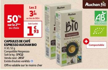 Auchan - Capsules De Café Espresso Bio