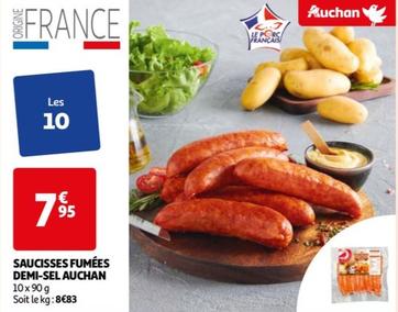 Auchan - Saucisses Fumées Demi-sel