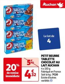 Auchan - Petit Beurre Tablette Chocolat Au Lait
