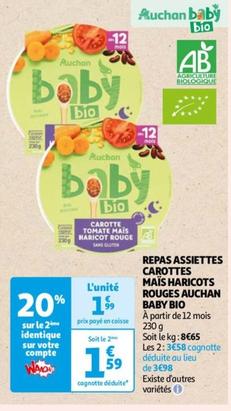 Auchan Repas Assiettes Carottes Mais Haricots Rouges Baby Bio