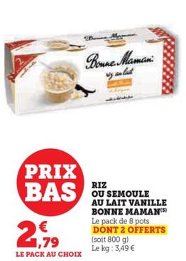 Riz Ou Semoule Au Lait Vanille