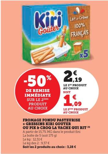 Fromage Fondu Pasteurise + Gressins Gouter Ou Pik & Croq La Vache Qui Rit