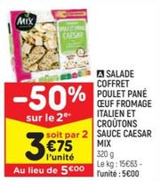 Mix - Salade Coffret Poulet Pane Oeuf Fromage Italien Et Croutons Sauce Caesar