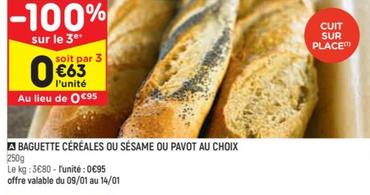 Baguette Céréales Ou Sésame Ou Pavot Au Choix