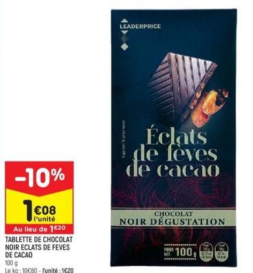 Tablette De Chocolat Noir Eclats De Feves De Cacao