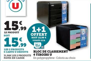 U - Bloc De Classement 4 Tiroirs