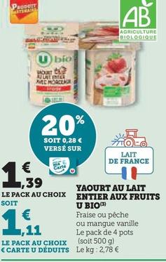 U Bio - Yaourt Au Lait Entier Aux Fruits