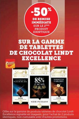 sur la gamme de tablettes de chocolat excellence