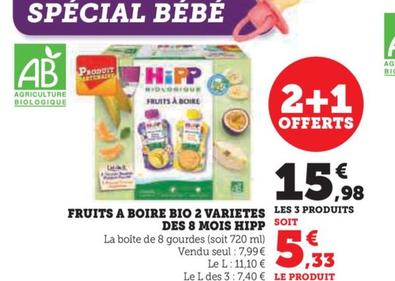 Hipp - Fruits A Boire Bio 2 Varietes Les 3 Produits Des 8 Mois