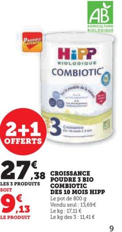 Hipp - Croissance Poudre 3 Bio Combiotic Des 10 Mois