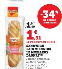 Sandwich Pain Viennois Le Moelleux