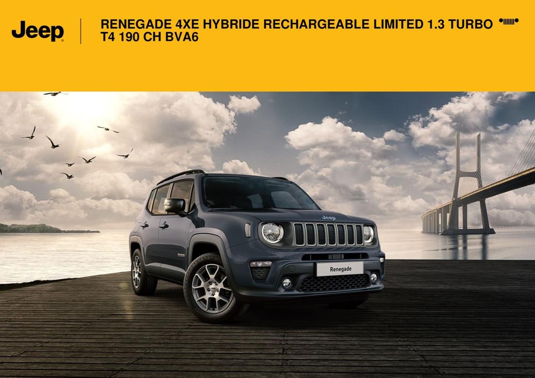 Jeep - Renegade 4xe Hybride Rechargeable Limited 1.3 Turbo T4 190 Ch Bva6 offre sur Jeep
