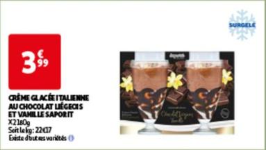 Crème Glacée Italienne Au Chocolat Liegecis Et Vanille Saporit`