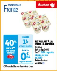 Auchan - Riz Au Lait Àla Vanille