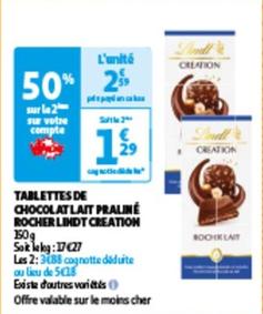 Tablettes De Chocolat Lait Praliné Rocher Creation