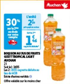 Auchan - Boisson Au Jus De Fruits Gout Tropical Light