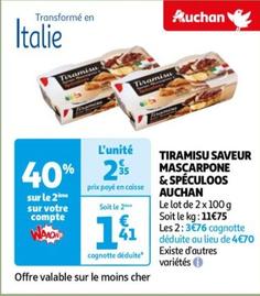 Auchan - Tiramisu Saveur Mascarpone & Spéculoos
