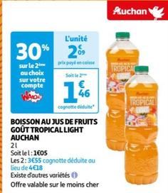 Auchan - Boisson Au Jus De Fruits Goût Tropical Light