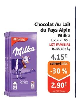 chocolat au lait du pays alpin